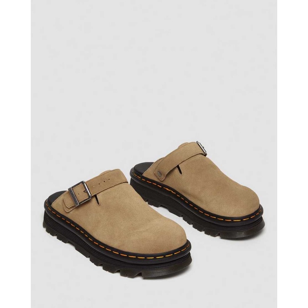 NEW Dr. Martens Zebzag Suede Slingback Platform Mules Tan Clogs Women's 7‎ - Picture 2 of 16